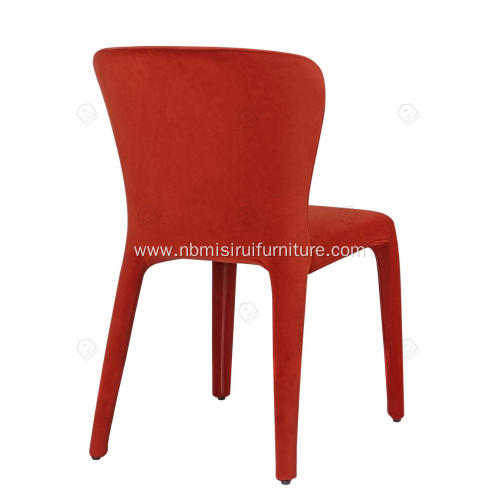 Italian minimalist red leather armrest dining chairs